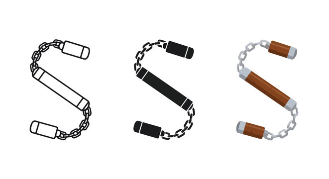 Martial arts nunchaku weapon vector - Modern style icon. Vector icon set. Glyph and solid icon set. Icon vector. Flat Design Icon. line icon set