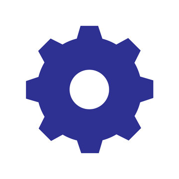 Gear icon colored in a deep blue hue symbolizes precision and reliability in modern technological infrastructure.