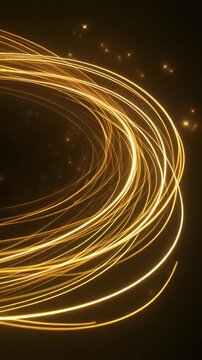 Abstract Golden Glowing Curved Lines Loop Generative AI