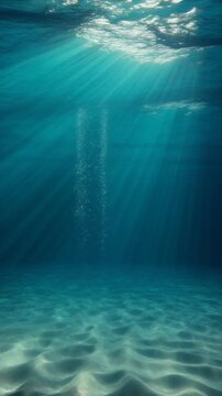 Sunlight Rays and Rising Bubbles in Deep Blue Ocean Generative AI