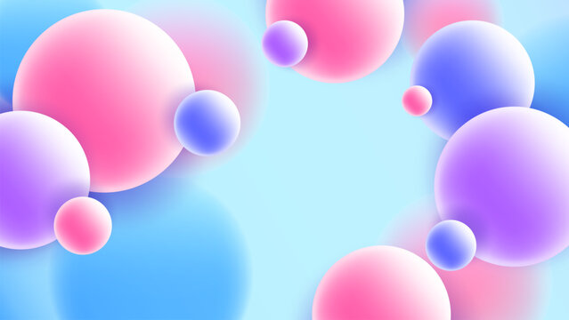 Modern Abstract 3D Spheres Background with Colorful Pastel Floating Orbs
