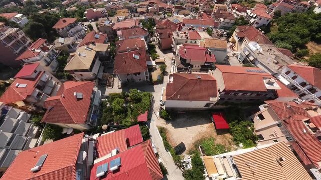 Parga resort town, mainland coastal town in Greece, Aerial view