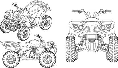 Obraz premium All Terrain Vehicle Technical Line Drawing Vector Illustrations for Engineering and Design Projects