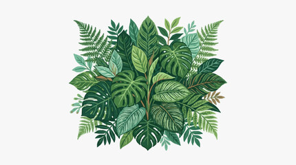 Lush tropical foliage collection with vibrant green leaves. © Dalbo