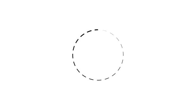 circle black color animation neon bright on white background.