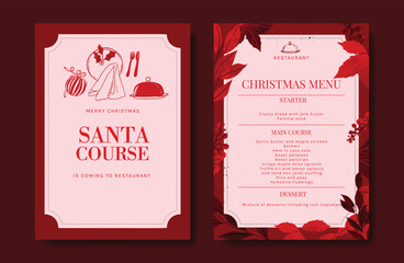 Obraz premium Christmas and New Year dinner invitation and menu template card set. design for drink menu, promotion, beverages, ads.