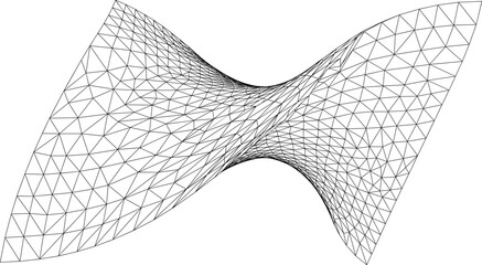 Abstract Wireframe Hourglass Surface Line Art Vector Illustration with Polygon Mesh Geometry and Futuristic Parametric Structure Design © SREEMOTISHAMOLI