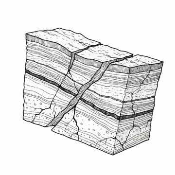 Detailed geological cross section illustration of stratified rock layers.