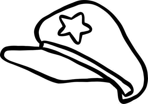 Hand Drawn Police Hat Outline Doodle Illustration