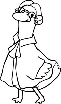Cartoon Porch Goose Professional Dress Up Outline Judge Outfit Illustration Hand Drawn