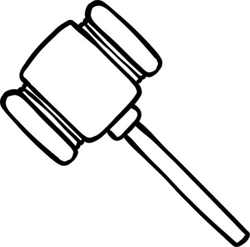 Hand Drawn Gavel Outline Doodle Illustration