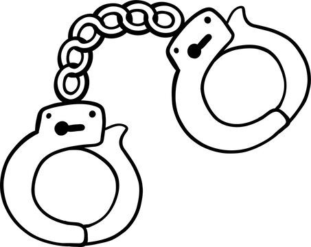 Hand Drawn Police Handcuffs Outline Doodle Illustration