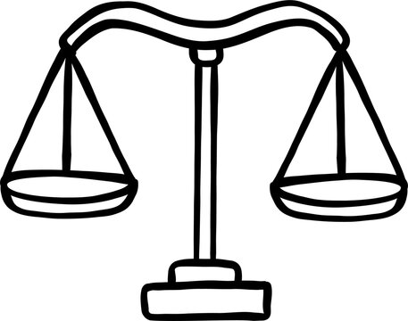Hand Drawn Balance Scales Outline Doodle Illustration