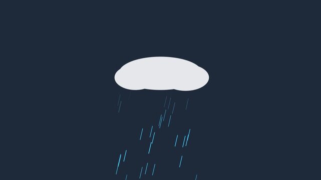 Minimalist rain cloud animation: simple weather loop for motion 4k