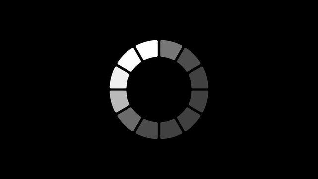 White circular buffering loading animation spinning on black background for UI