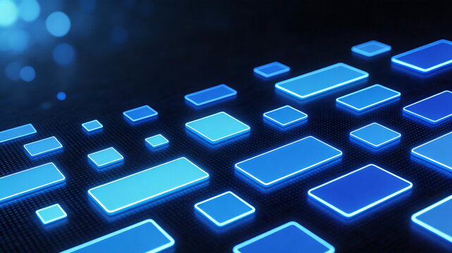 Blue glowing rectangles on dark surface