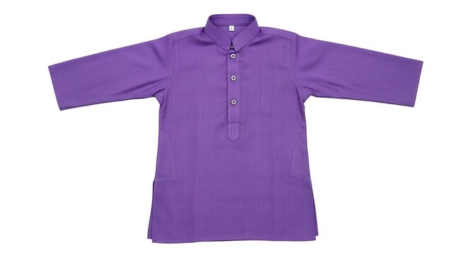 Traditional purple kurta with button placket and short sleeves