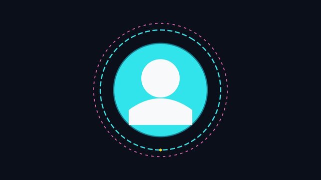 Minimalist user profile animation with rotating circular loading for ui 4k interface