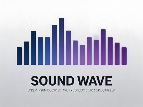 Colorful sound wave bars on gradient background