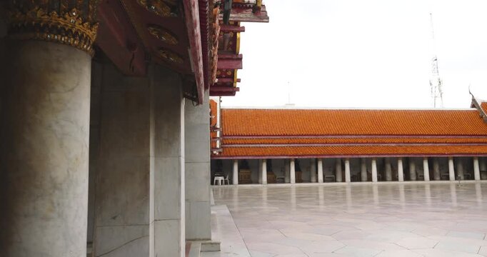 Wat Benchamabophit Marble floor Temple typifies the impressive and orderly traditional Thai architecture. Bangkok Thailand