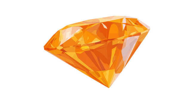 Orange Diamond Gemstone Isolated On White Background