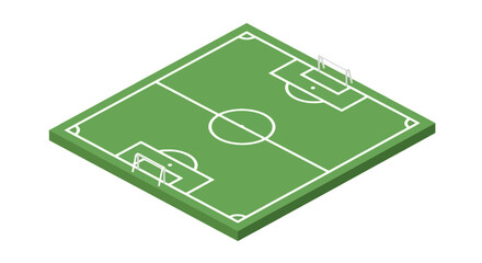 Isometric soccer field with green grass and white line markings © Hotmanparis