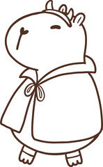 Obraz premium Cute Halloween Devil Capybara Hand Drawn Black and White
