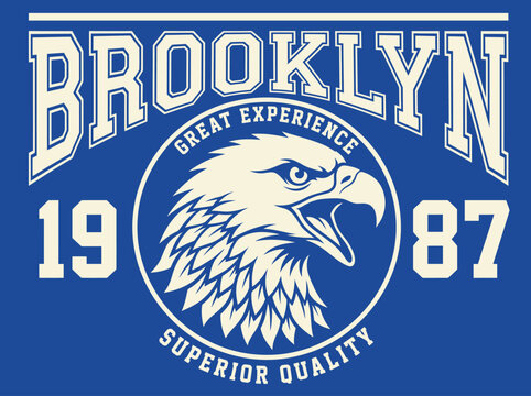 Vintage Brooklyn Eagle Varsity Sport Graphics Illustration 1987