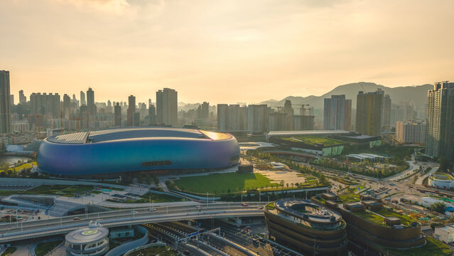 Hong Kong July 12 2026 KAI TAK. Sports park sunset.