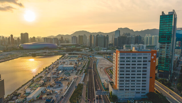 Hong Kong July 12 2026 KAI TAK. Sports park sunset.