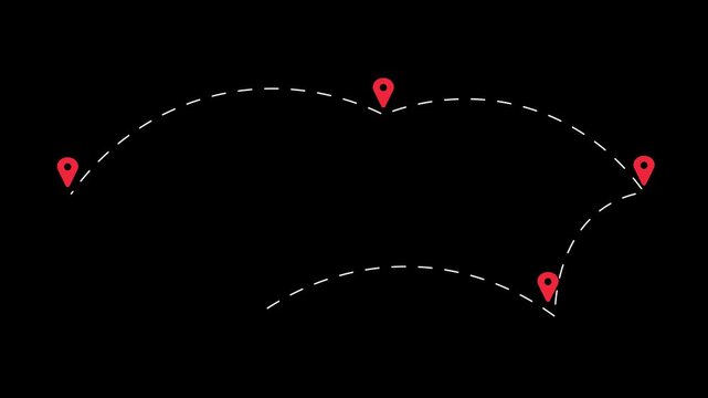 Dashed route animated icon overlay for editing