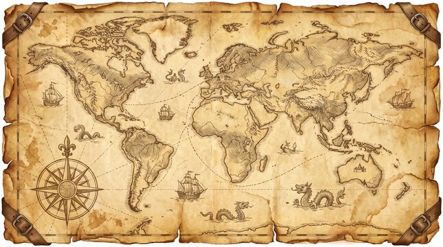 Old vintage style world map