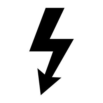 Black Lightning Bolt Symbol, High Voltage Warning Icon, Electrical Danger Sign, Power Energy Symbol, abstract graphic element, and Modern Alert Graphic, isolated on a transparent background