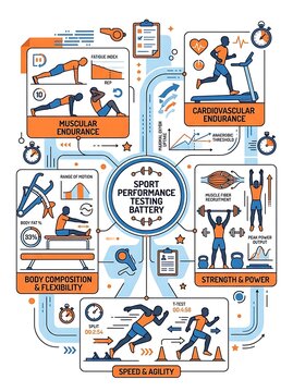 Sport performance testing battery infographic for fitness training