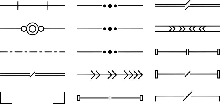 Collection of decorative horizontal line dividers and text separators for page layout transparent background