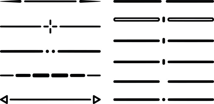 Set of various horizontal line dividers and decorative text separators transparent background