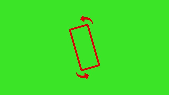 Smartphone rotate symbol animation, mobile screen rotation icon on green screen seamless loop