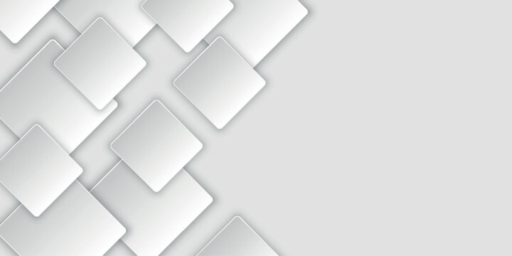 White abstract background with modern overlapping squares. Geometric design with modern light and shadow effects. Minimalist and elegant vector concept with empty space for text. VOL. 4
