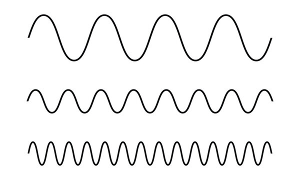 Sinusoidal wave signal icon for analog frequency, oscillation, audio, radio communication, and ac waveform. Vector illustration with transparent png