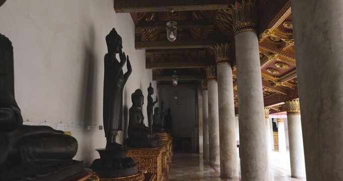 Wat Benchamabophit Marble floor Temple typifies the impressive and orderly traditional Thai architecture. Bangkok Thailand
