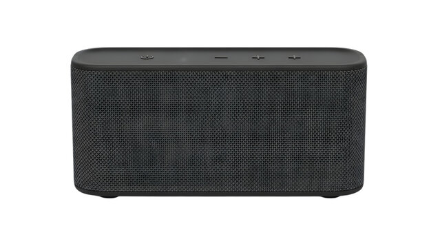 Black wireless portable bluetooth speaker device isolated on transparent background