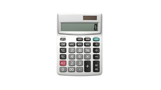 Modern electronic calculator for business and math isolated on transparent background