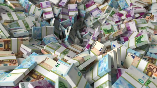 Money Vortex, Bundles of Euros are Draining into the Hole, Seamless Looping 3d animation, Ultra HD 4K 3840x2160