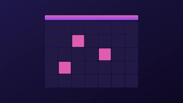 Minimalist digital calendar interface with gradient header for ui and scheduling applications animation 4k