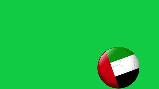 Bouncing Footballs with United Arab Emirates Flag Pattern on Green Background