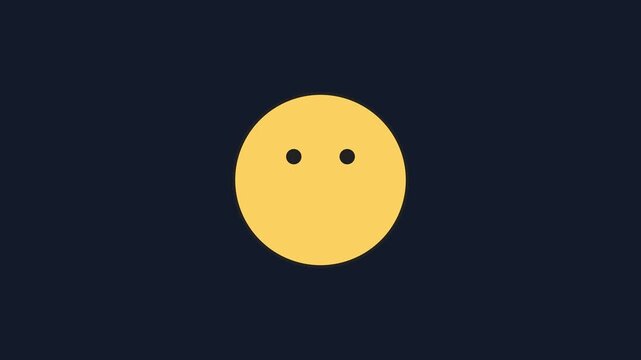 Minimalist yellow smiley face animation on dark 4k background