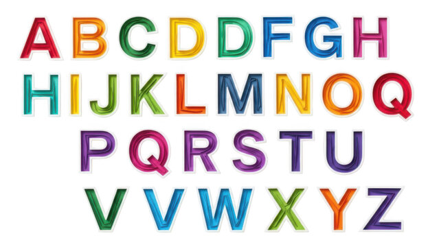 Colorful letters alphabet set in bright vector style