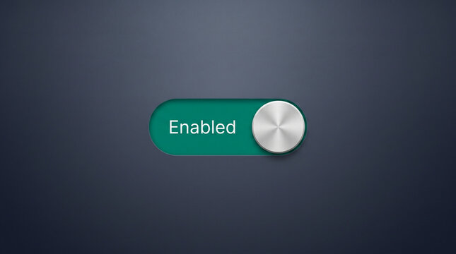 Green toggle switch in enabled position. UI element for mobile app or website settings.