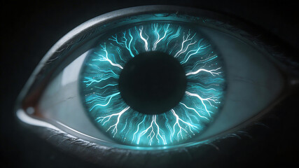 Closeup of an eye with glowing patterns © sidoni
