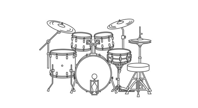 Drum set outline musical instrument percussion equipment